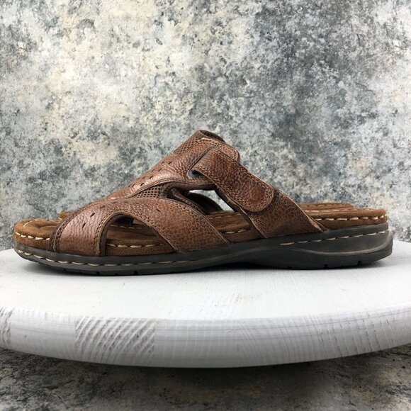Earth Spirit Men's Size 13 Gelron 2000 Brown Leather Hook & Loop Casual Slides - Picture 5 of 15